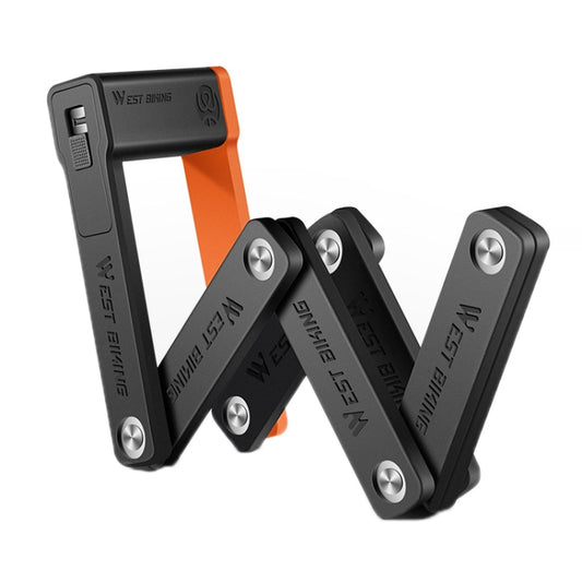 WEST BIKING Antivol de vélo léger et pliable à chaîne, Cadenas WEST BIKING (Noir Orange)