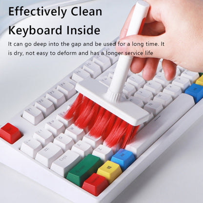 2 PCS 5 In 1 Earbud Cleaning Pen + Keyboard Cleaning Brush + Key Cap Puller, White, Red White, Red Black