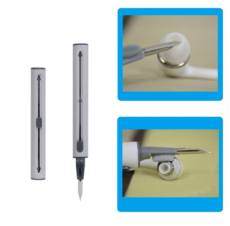5 PCS Portable Second-generation Telescopic Headset Cleaning Pen Keyboard Dust Brush, 5 PCS Black, 5 PCS White