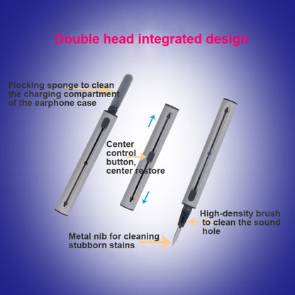 5 PCS Portable Second-generation Telescopic Headset Cleaning Pen Keyboard Dust Brush, 5 PCS Black, 5 PCS White