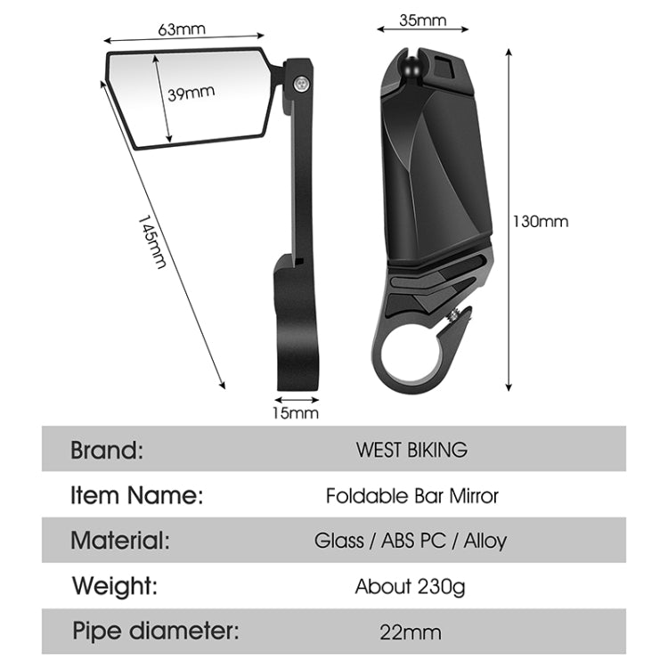 WEST BIKING Bicycle Handlebar Folding Mirror, WEST BIKING Folding Mirror