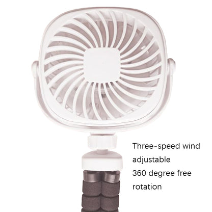 Octopus Stroller Deformation Fan Desktop Portable Handheld USB Small Fan, 1200mAh White, 1200mAh Pink, 1200mAh Black, 2200mAh White, 2200mAh Pink, 2200mAh Black