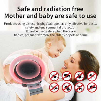 Répulsif anti-moustiques et insectes à ultrasons USB pour voiture avec lumière d'ambiance, blanc, noir