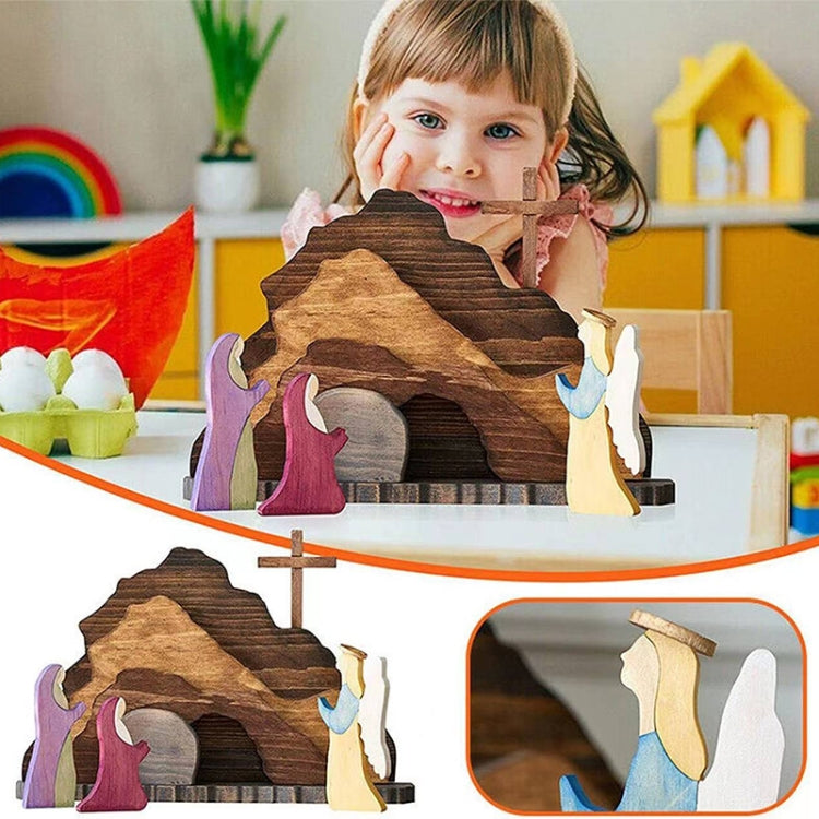 Décoration en bois scène de Pâques, décorations de fête, jouet cadeau pour enfants, décoration scène de Pâques