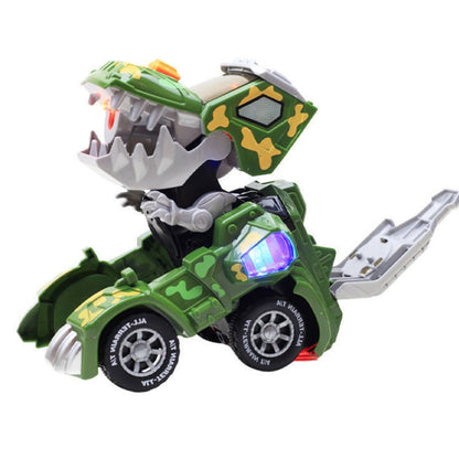 HG-884 Spray Deformation Dinosaur Fighting Vehicle Light Music Automatic Rotating Children Toys, Yellow, Green