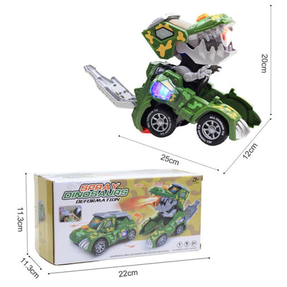 HG-884 Spray Deformation Dinosaur Fighting Vehicle Light Music Automatic Rotating Children Toys, Yellow, Green