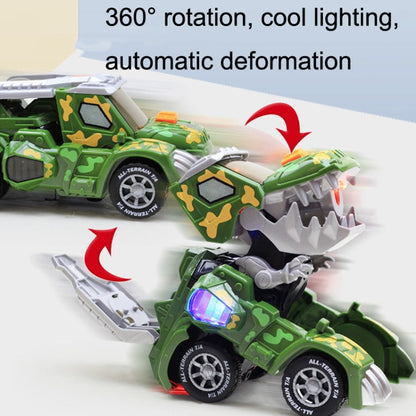 HG-884 Spray Deformation Dinosaur Fighting Vehicle Light Music Automatic Rotating Children Toys, Yellow, Green