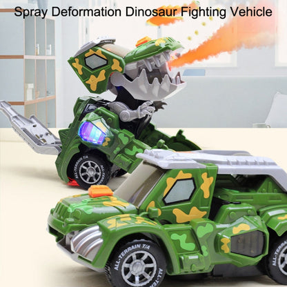 HG-884 Spray Deformation Dinosaur Fighting Vehicle Light Music Automatic Rotating Children Toys, Yellow, Green