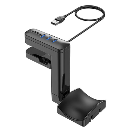 حامل سماعات متعدد الوظائف من نوع مشبك بدون ثقب، T9، مع موزع، مع منفذ Type-C