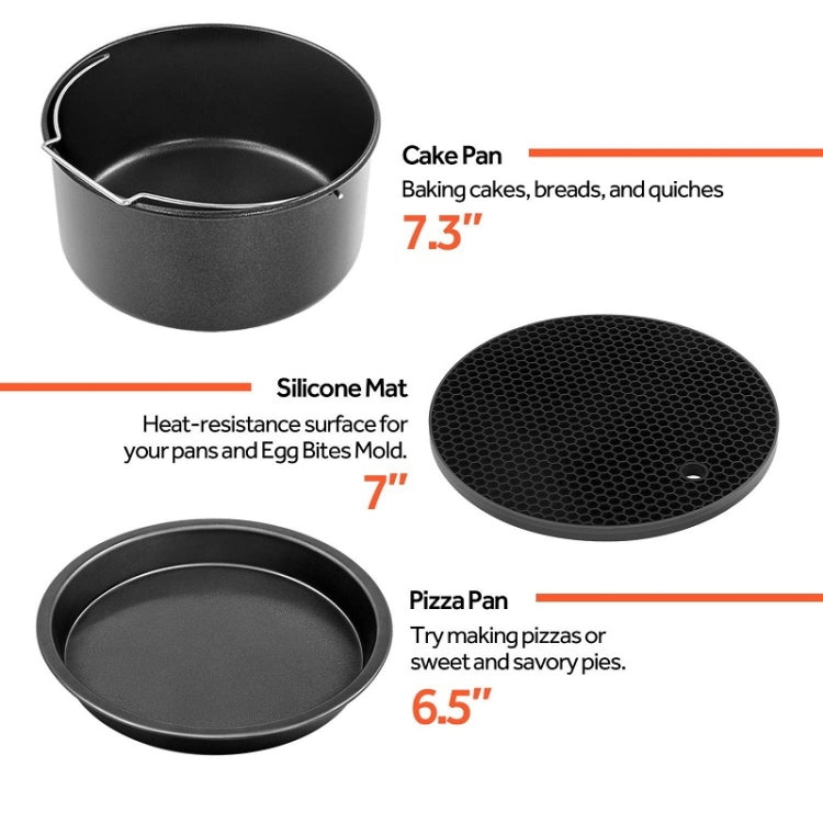 Accessoires de cuisson pour friteuse à air chaud en acier inoxydable, lot de 6 pièces de 6 pouces, lot de 6 pièces de 7 pouces, lot de 6 pièces de 8 pouces