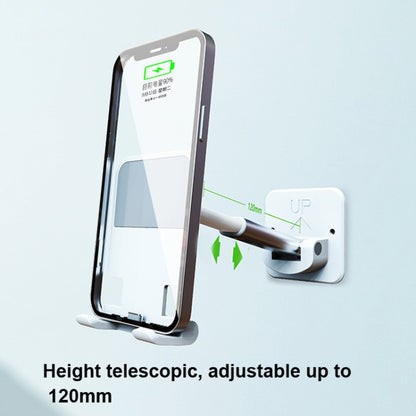 2 PCS T11 Wall Paste Mobile Phone Bracket Foldable Lift Bathroom Kitchen Wall Bracket, Black, White