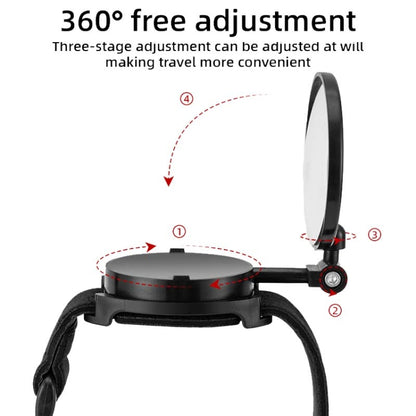 Bicycle Rearview Mirror With Wristband 360 Degree Rotating Mirror, Wristband Rotating Mirror