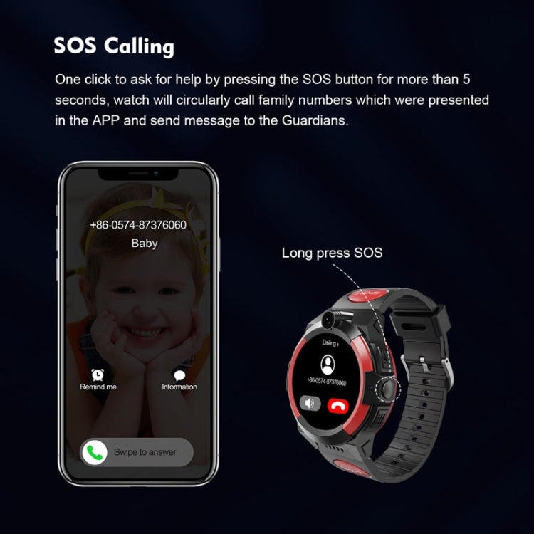 Reloj inteligente LT32 para niños, edición europea, 4G, resistente al agua, táctil, con vídeo y fotografía, GPS, color negro, azul y rojo.