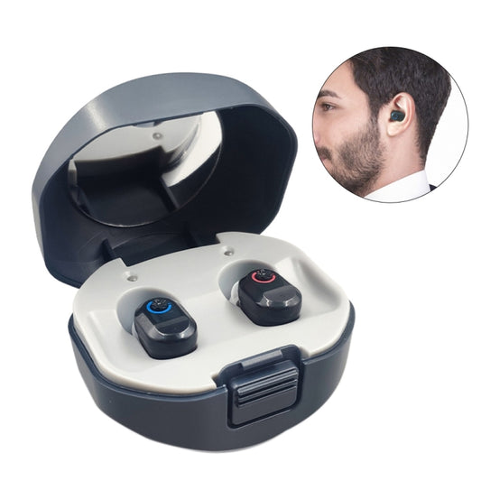 TWS On-Ear Sound Amplifier Hearing Aid with Charging Compartment, White, Black, Skin Color