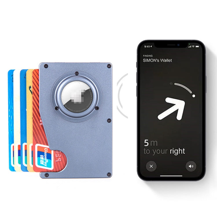 Tracker Card Holder Anti Loss RFID Wallet Card Holder for AirTag, Blue, Black, Grey, Silver
