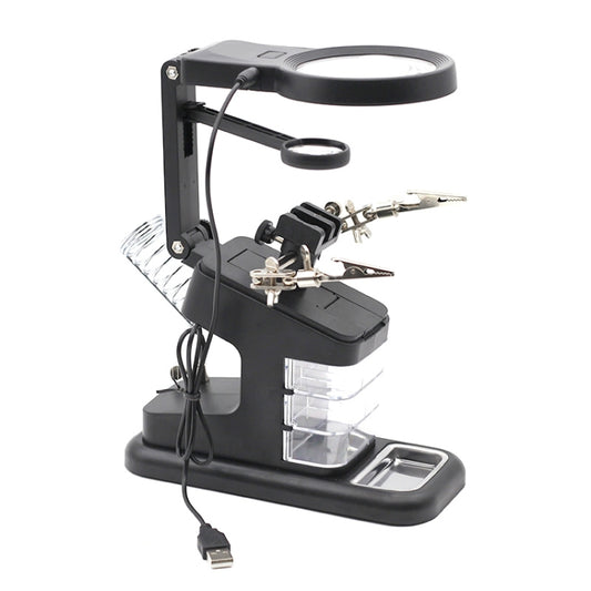 Loupe d'inspection multifonctionnelle pour réparation de soudure de puces avec éclairage LED, 3-45X noir, 3-45X blanc