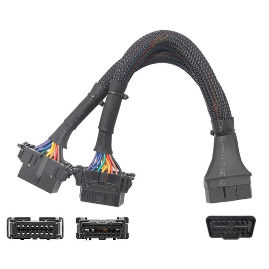 2 In 1 16PIN Car OBD Elbow Extension Cable Converted Cable, 2 In 1 16PIN