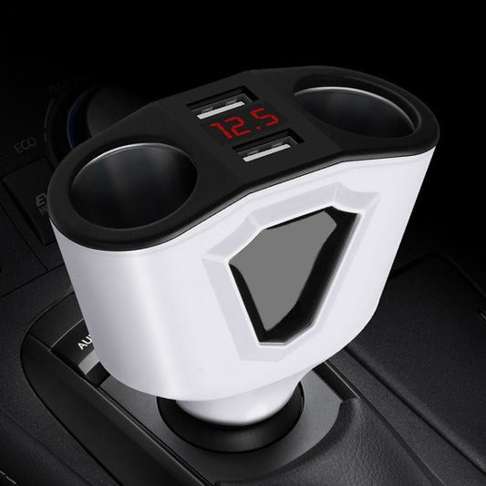 3.1A Double USB Écran numérique Enregistreur de conduite multi-fonctions Chargeur automobile universel, Blanc, Noir
