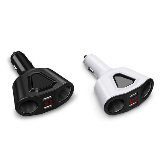 3.1A Double USB Écran numérique Enregistreur de conduite multi-fonctions Chargeur automobile universel, Blanc, Noir