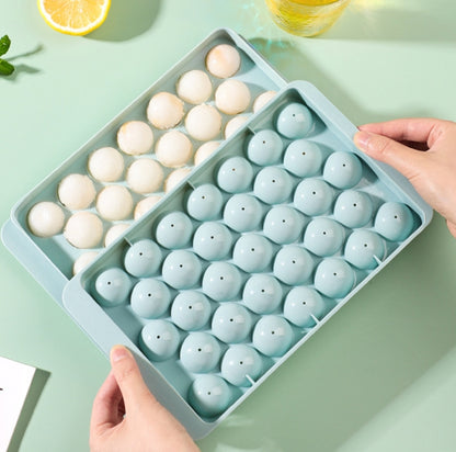 33 Grid Round Ice Hockey Mold With Lid Ice Box Small Marble Ice Tray, Random Color Delivery, Large  Blue, Large Pink, Small Blue, Small Pink
