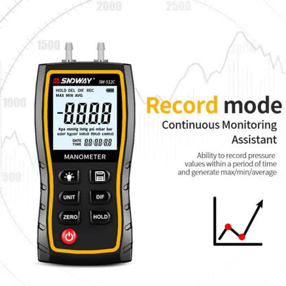 Digital Handheld Differential Pressure Gauge Negative Pressure Tester, SNDWAY SW-512A, SNDWAY SW-512B, SNDWAY SW-512C