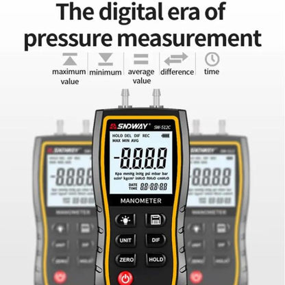 Digital Handheld Differential Pressure Gauge Negative Pressure Tester, SNDWAY SW-512A, SNDWAY SW-512B, SNDWAY SW-512C