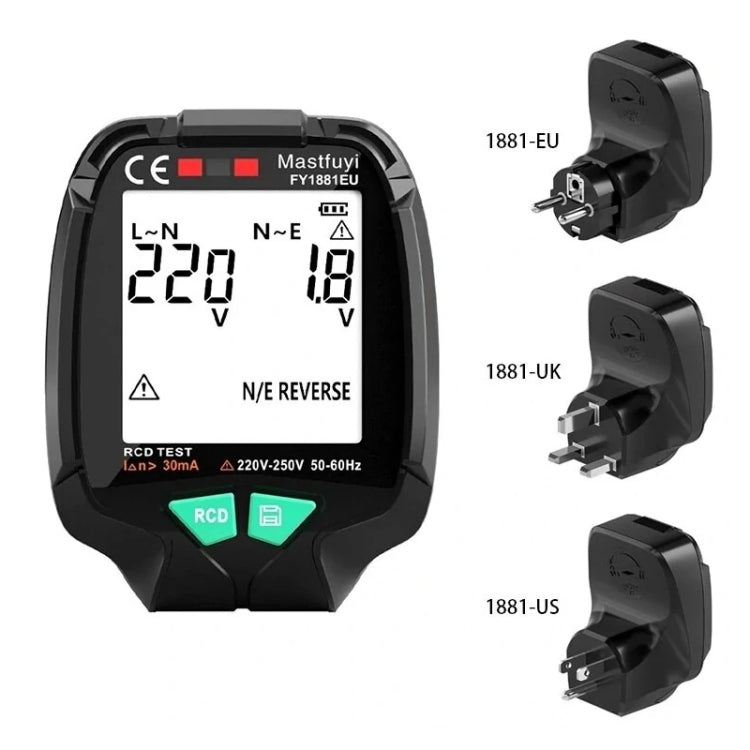 FUYI FY1881 High Precision Power Polarity Phase Socket Tester, FY1881 EU Plug, FY1881 UK Plug, FY1881 US Plug
