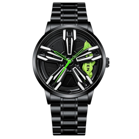 Montre homme FNGEEN L001 en métal avec motif roue de moto, acier noir et cadran rouge, acier noir et cadran vert, acier blanc et cadran rouge, acier blanc et cadran vert, acier noir et cadran rouge, acier noir et cadran vert…