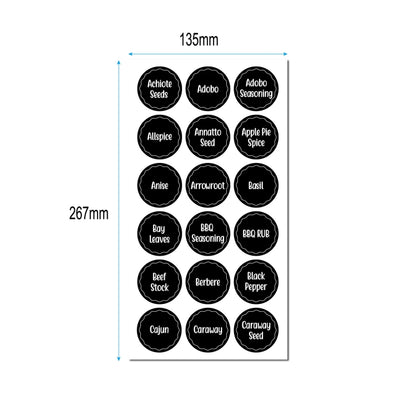 144 PCS Printed Spice Jar Labels Pantry Stickers Blackboard Stickers