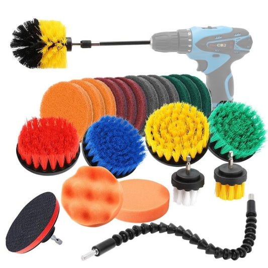 Kit de brosses de nettoyage, de dépoussiérage et de polissage universel pour perceuse électrique, 24 pièces/ensemble