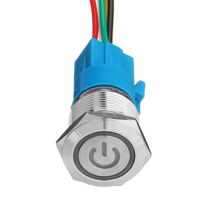 2 PCS 19mm Car Modified Metal Waterproof Button Flat Switch With Light, Color:, Self-lock Green Light