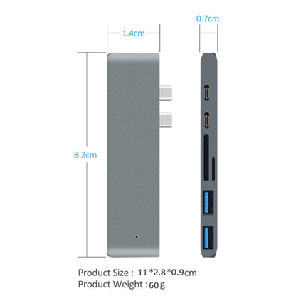 7 In 1 100W USB 3.1 To 20VPD+Card Reader Data+HUB+HDMI 4K Converter, Gray, Silver