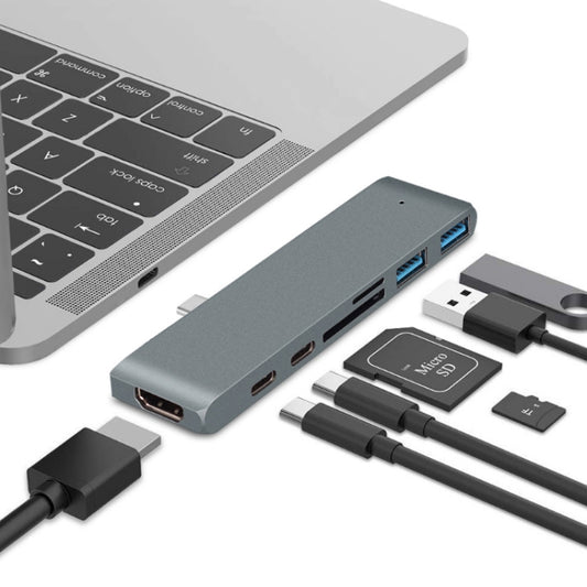 Station d'accueil HUB HDMI 4K Type-C avec lecteur de carte TF/SD pour MacBook Pro, gris, argent