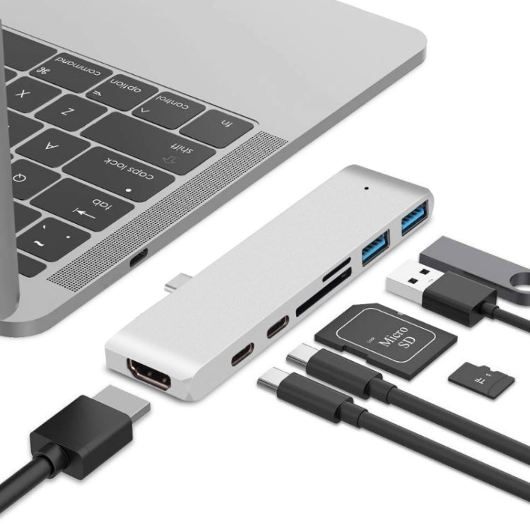 TYPE-C To 4K HDMI HUB Docking Station TF/SD Card Reader For MacBook Pro, Grey, Silver