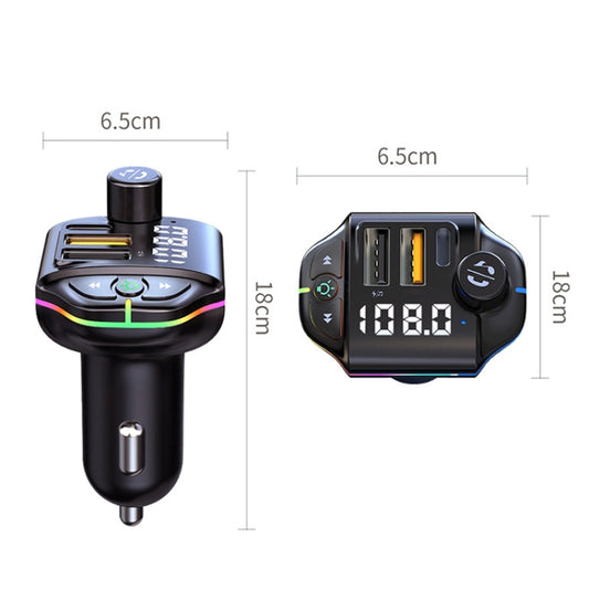 Chargeur de voiture transmetteur FM Bluetooth avec lumière d'ambiance colorée A10, A10