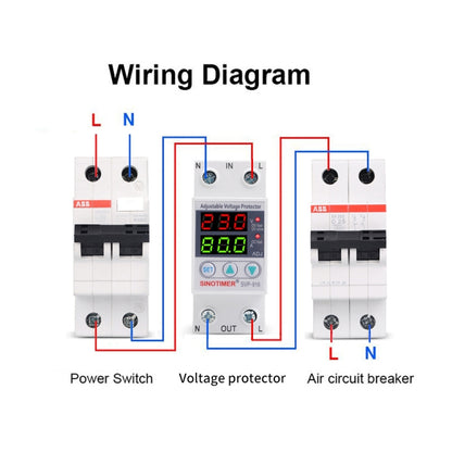 SINOTIMER SVP-916 Adjustable Self-resetting Over-voltage Under-voltage Protector, Current:, 40A, 63A, 80A
