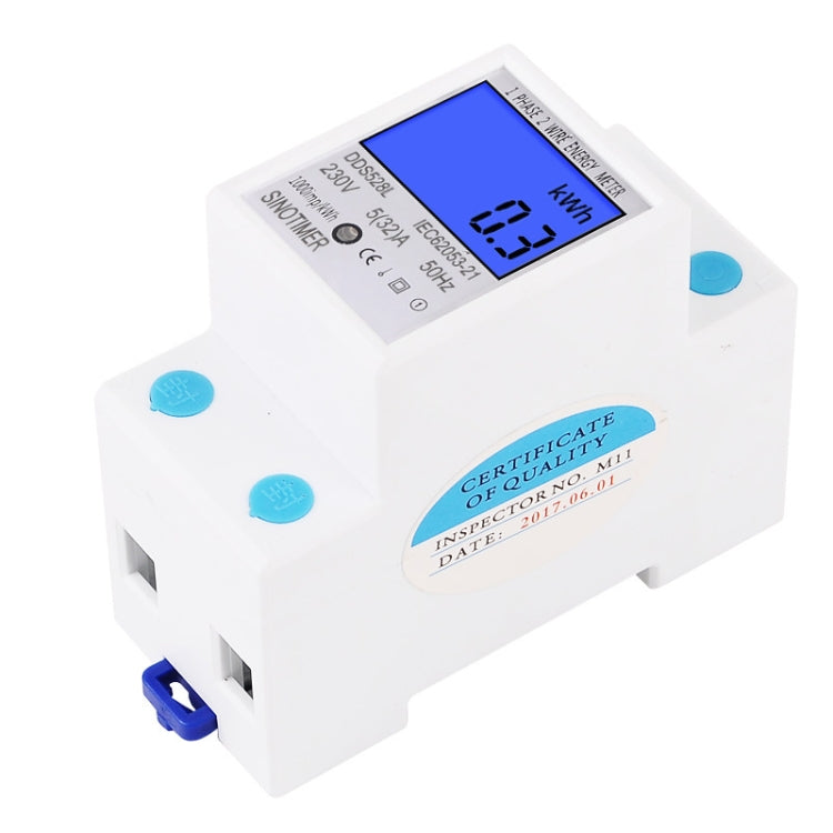 DDS528L Backlight Display Home Single-phase Rail Energy Meter 5-32A, 230V 50Hz Backlight Display, 110V 60Hz Backlight Display