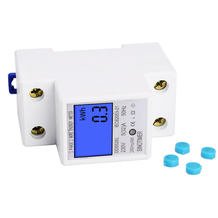 DDS528L Backlight Display Home Single-phase Rail Energy Meter 5-32A, 230V 50Hz Backlight Display, 110V 60Hz Backlight Display