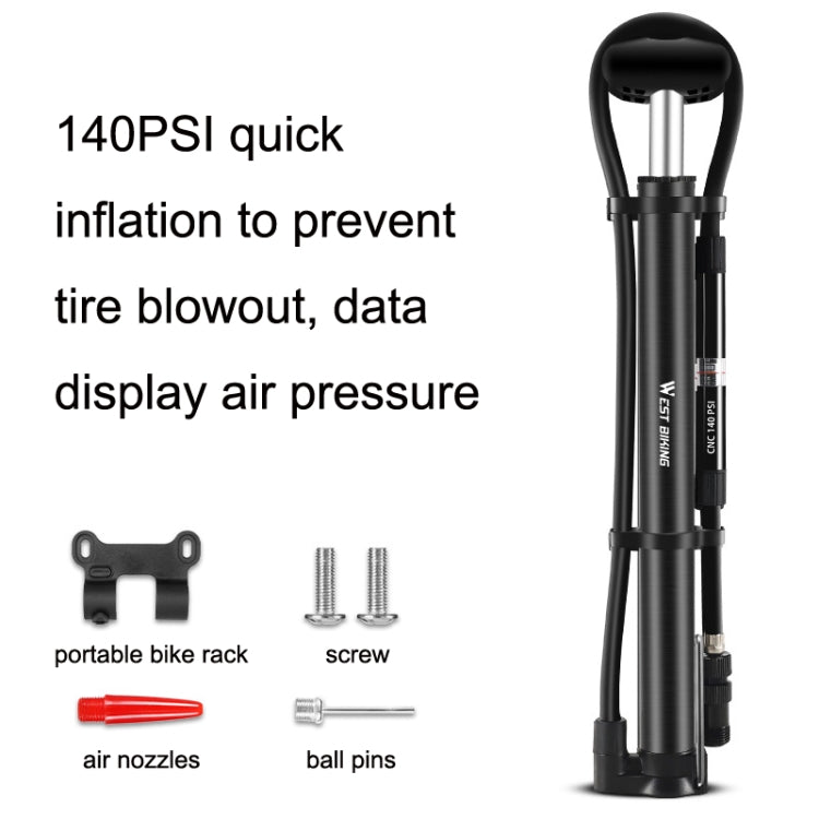 WEST BIKING YP0711122 Pompe à vélo portable haute pression, WEST BIKING YP0711122(Noir), WEST BIKING YP0711122(Argent)