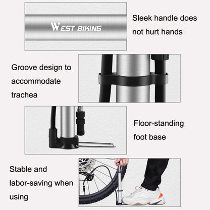 WEST BIKING YP0711122 Pompe à vélo portable haute pression, WEST BIKING YP0711122(Noir), WEST BIKING YP0711122(Argent)