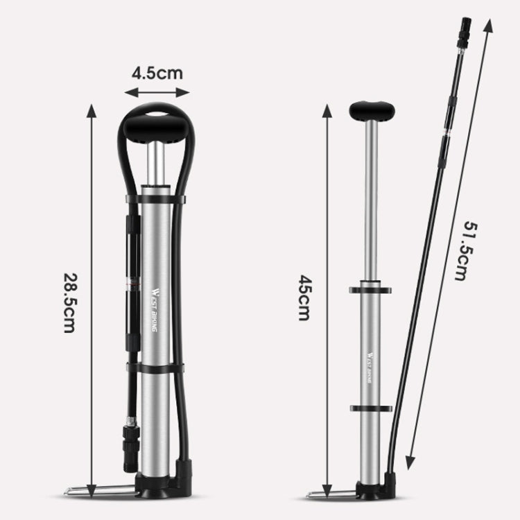 WEST BIKING YP0711122 Pompe à vélo portable haute pression, WEST BIKING YP0711122(Noir), WEST BIKING YP0711122(Argent)