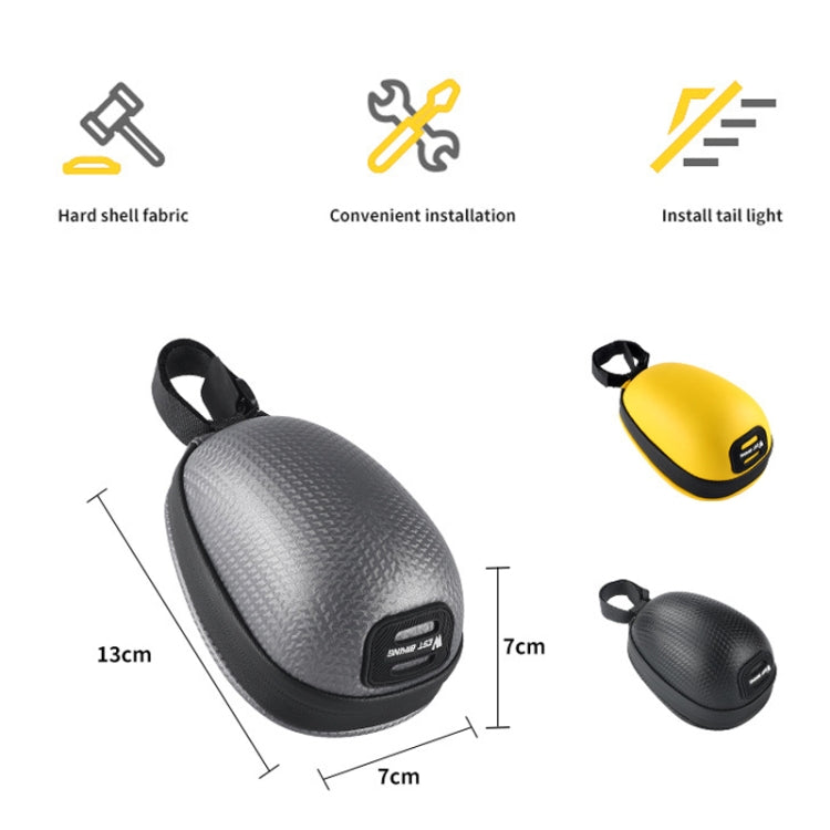 WEST BIKING Bicycle Mini Hardshell Tail Bag Saddle Bag, Yellow, Black, Grey