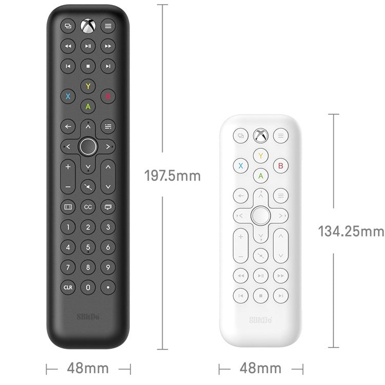 8BitDo Backlit Key Media Remote Control For Xbox, Style:, Long Version (Black)