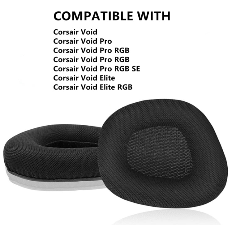 2 coussinets de remplacement pour Corsair Void Pro Elite, style : Coussinet de serre-tête, cuir protéiné noir, grille noire, grille inférieure grise, grille inférieure rouge, grille inférieure jaune, cuir sensoriel noir glacé, cuir d'agneau noir