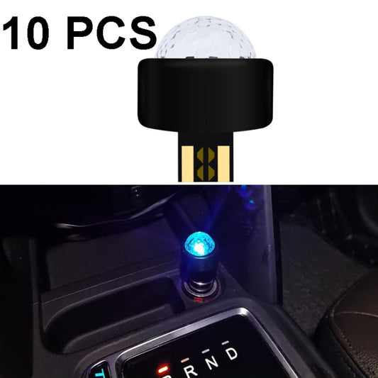 10 PCS Mini Rhythm Stage Lamp Car Colorful USB Atmosphere Light, Colorful Atmosphere Light