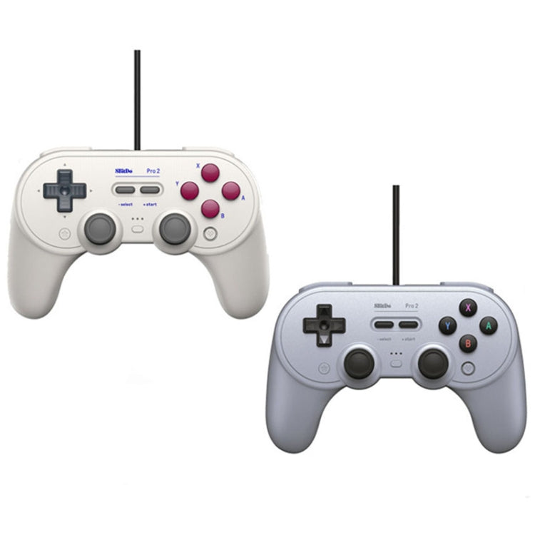 Manette filaire 8Bitdo Pro 2 pour Switch, blanche, grise