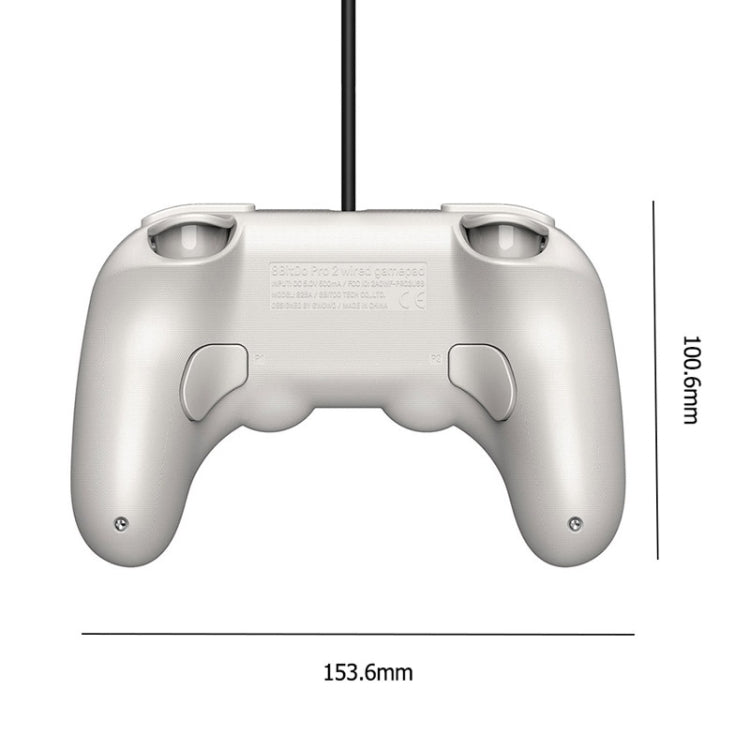 Manette filaire 8Bitdo Pro 2 pour Switch, blanche, grise