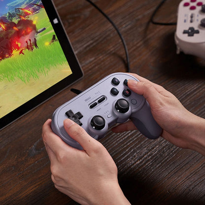 Manette filaire 8Bitdo Pro 2 pour Switch, blanche, grise