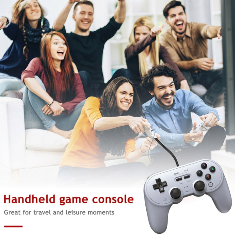 Manette filaire 8Bitdo Pro 2 pour Switch, blanche, grise