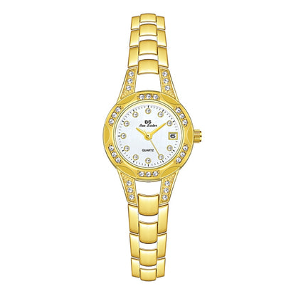 BS Bee Sister FA1679  Ladies Diamond Chain Watch Cute Small Round Watch With Calendar, Silver, Gold, Rose Gold
